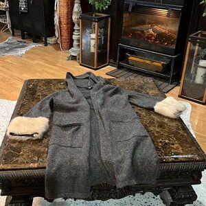 P.Luca Milano Medium jacket charcoal gray and faux fur.  A377
